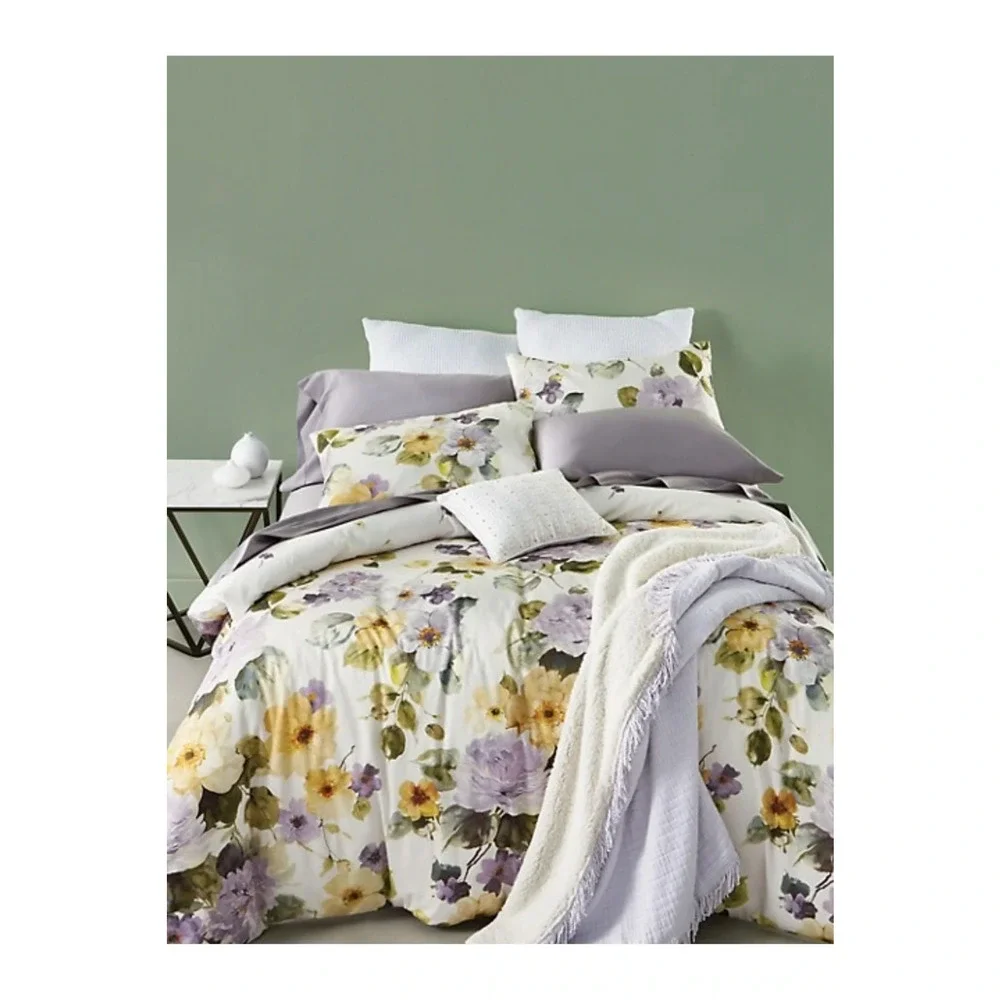 Hudson Bay Boutique Floral Cotton Queen Duvet Cover Set 3 Piece